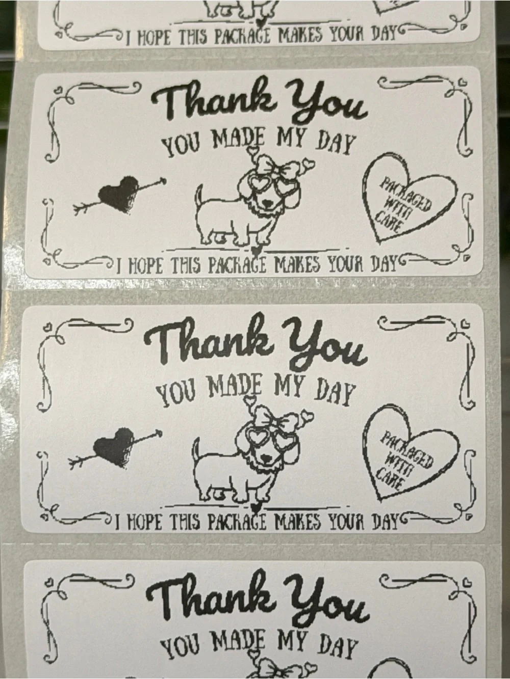 200 Dachshund Thank You Stickers 2x1 Packaged with Care Shipping Labels Cute